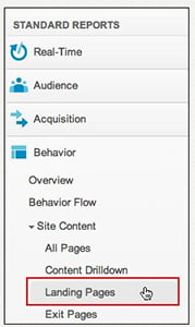 Landing Page Report in Google Analytics