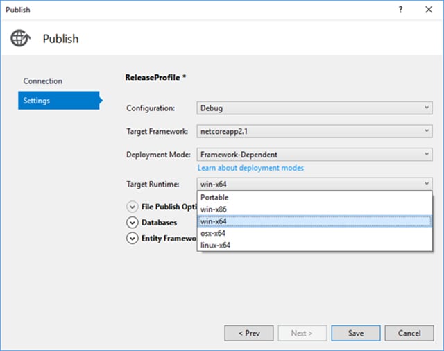 Framework Dependent ASP.NET Core